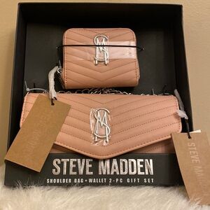 NWT Steve Madden Shoulder Bag w/Matching Wallet - Blush Pink - 2pc Gift Set